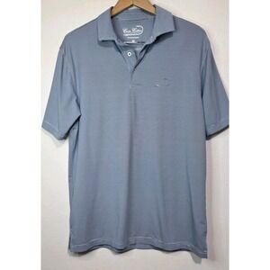 NEW Coosa Cotton Blue Stripe Performance Polo Shirt Fishing Outdoors M Mens